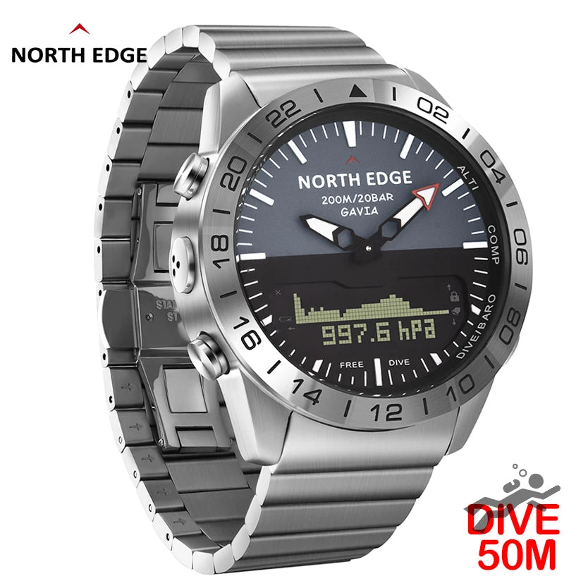 NORTH EDGE Men’s Dive Smartwatch 200M Waterproof with Compass