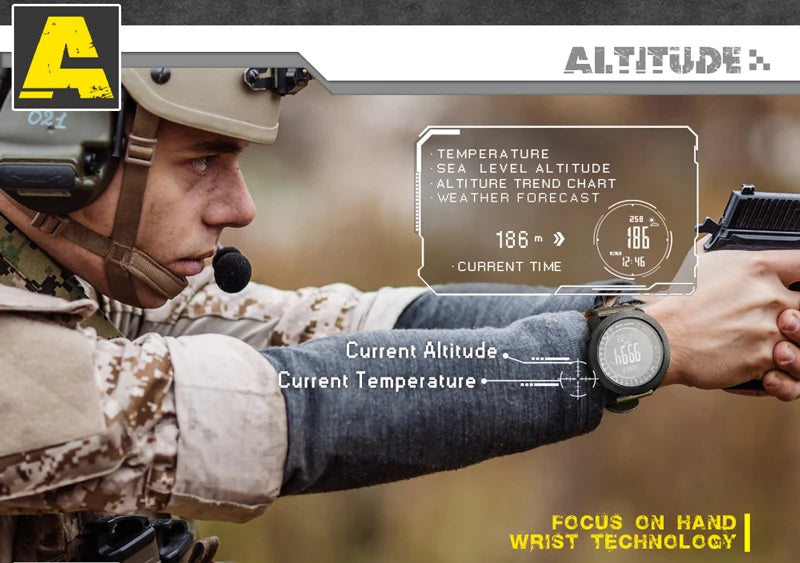 NORTH EDGE Men’s Military Smartwatch with Compass & Altimeter