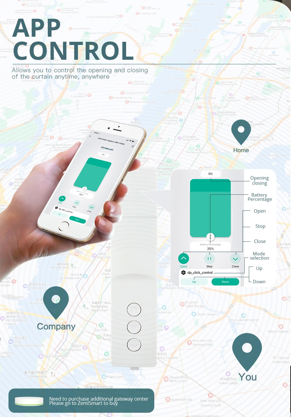 MotorZemismart Zigbee Smart Roller Shade Motor