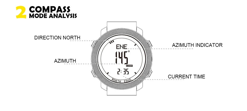 NORTH EDGE Men’s Military Smartwatch with Compass & Altimeter