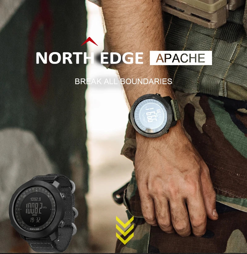NORTH EDGE Men’s Military Smartwatch with Compass & Altimeter