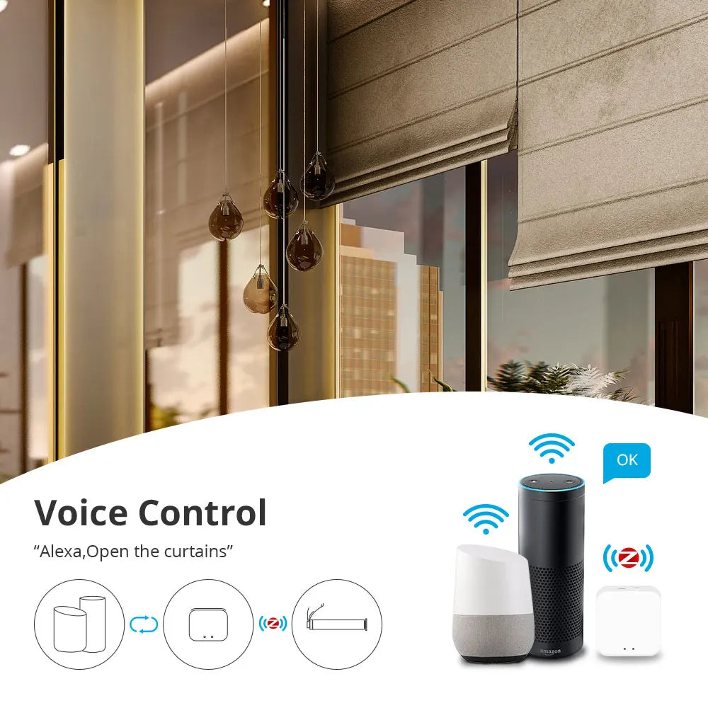 Zemismart ZigBee Smart Roller Blinds Motor 38mm Tube Tuya Smart Life Alexa Google