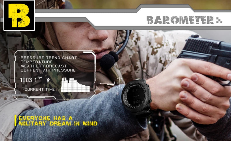 NORTH EDGE Men’s Military Smartwatch with Compass & Altimeter