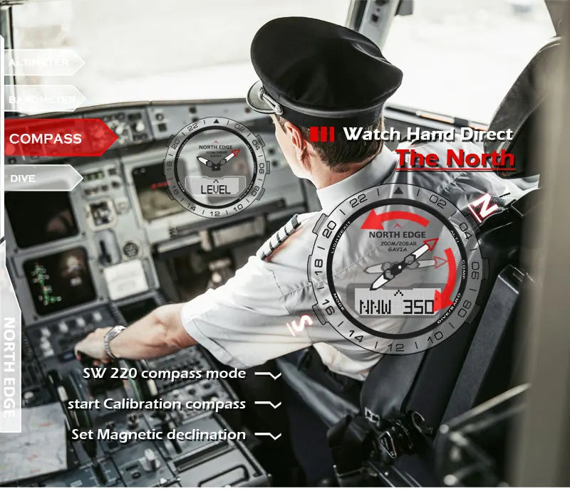 NORTH EDGE Men’s Dive Smartwatch 200M Waterproof with Compass