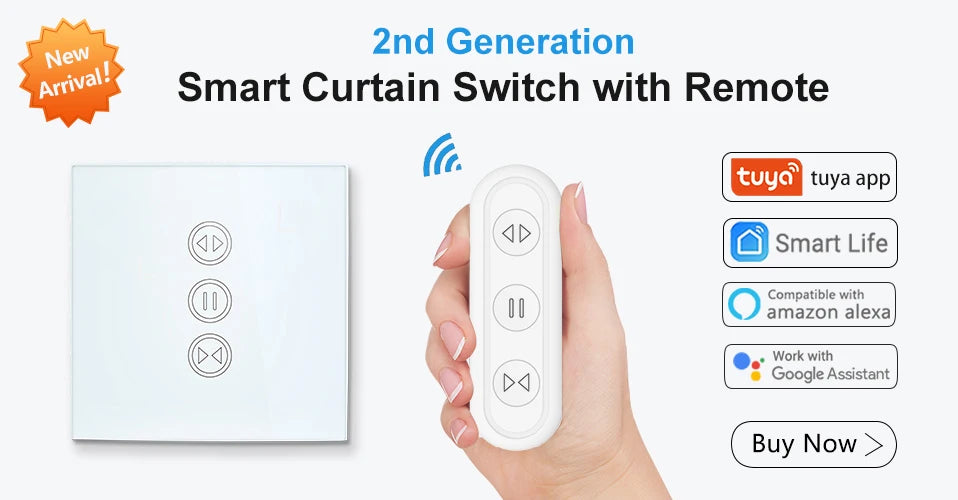 Tuya Smart Life WiFi Curtain Switch EU Double Roller Shutter Blind Alexa Google