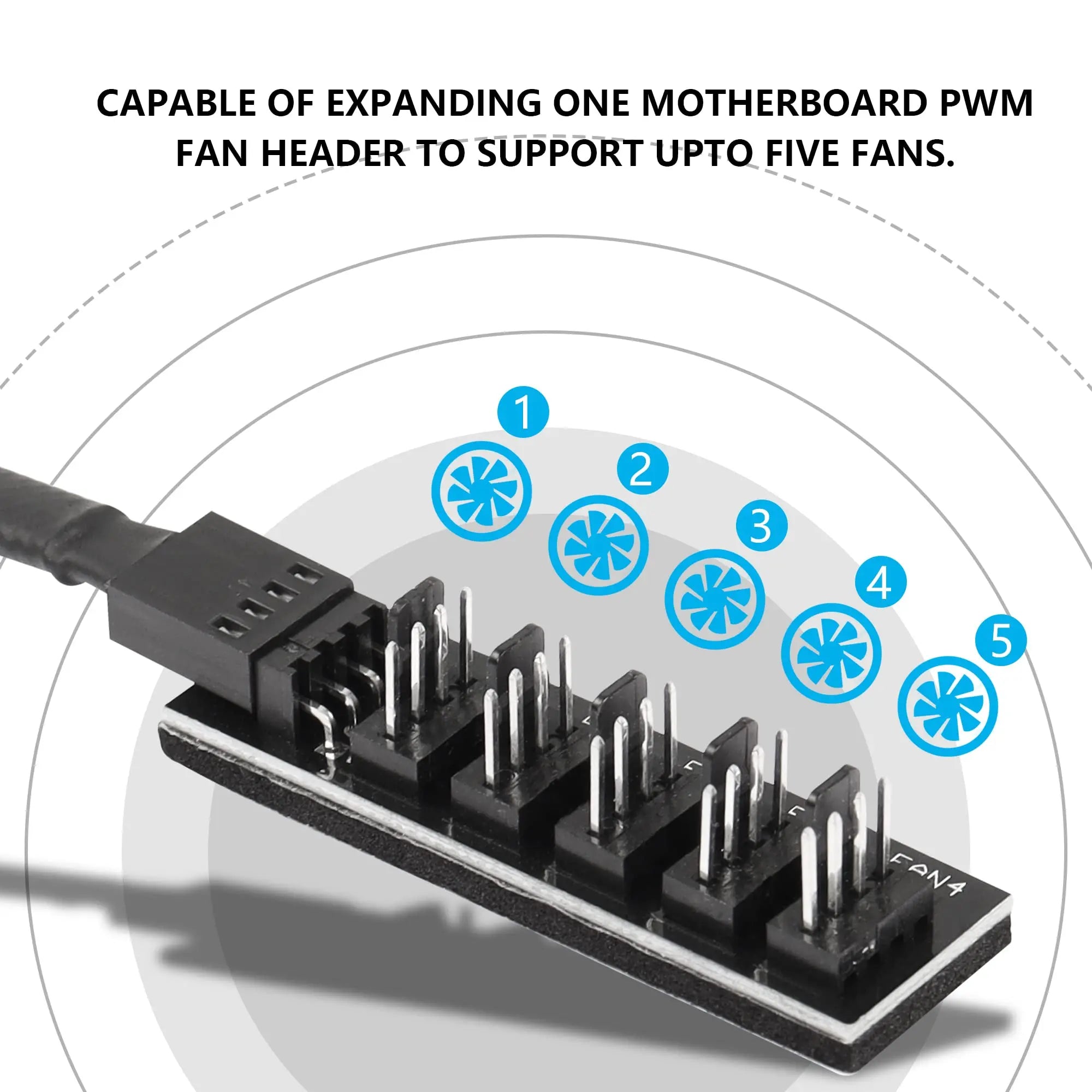 1-to-5 Way PWM Fan Hub – 4-Pin/3-Pin Splitter Adapter