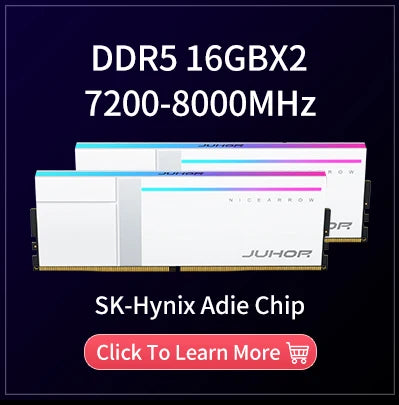 JUHOR DDR5 RGB Desktop RAM – 16GB 6000–6400MHz PC5 DIMM Memory