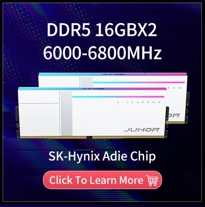 JUHOR DDR5 RGB Desktop RAM – 16GB 6000–6400MHz PC5 DIMM Memory