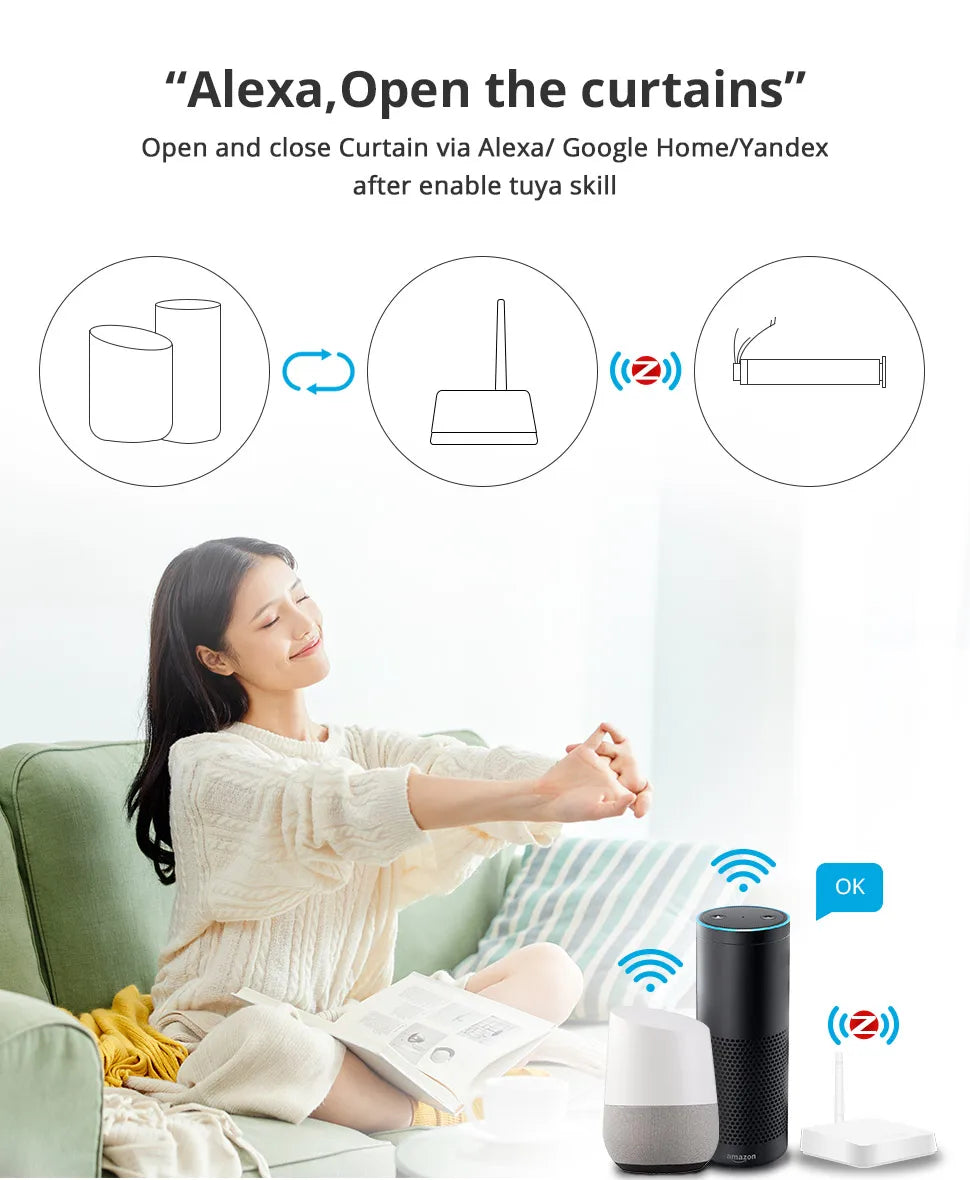 Zemismart ZigBee Smart Roller Blinds Motor 38mm Tube Tuya Smart Life Alexa Google
