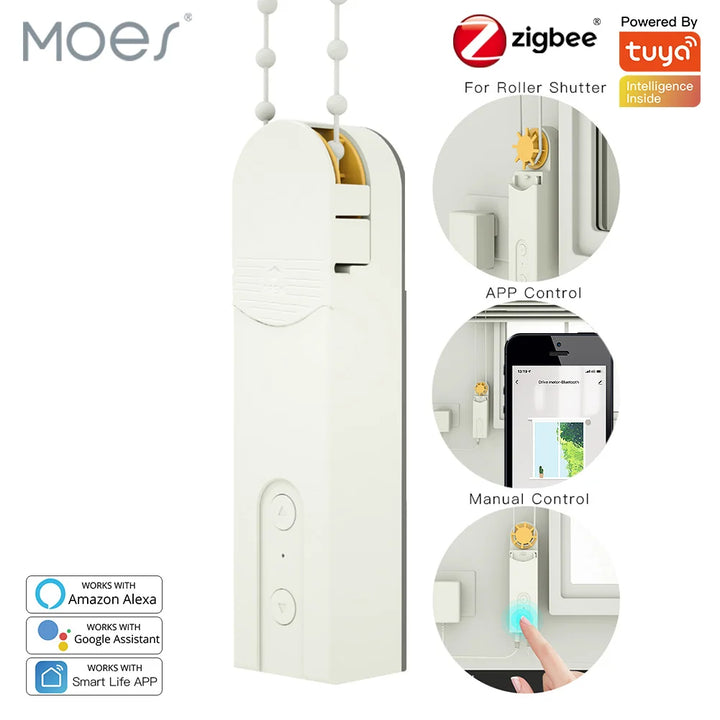 MOES ZigBee Smart Roller Blinds Motor DIY Drive Hub Tuya APP Alexa Google Voice Control