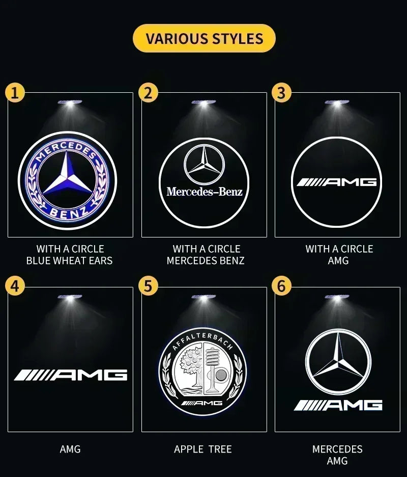 2PCS Car Door Welcome Logo Light for Mercedes Benz