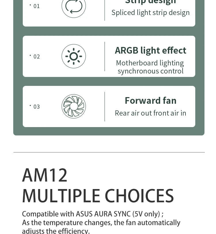 Aigo AM12 RGB 120mm PC Case Fan Kit