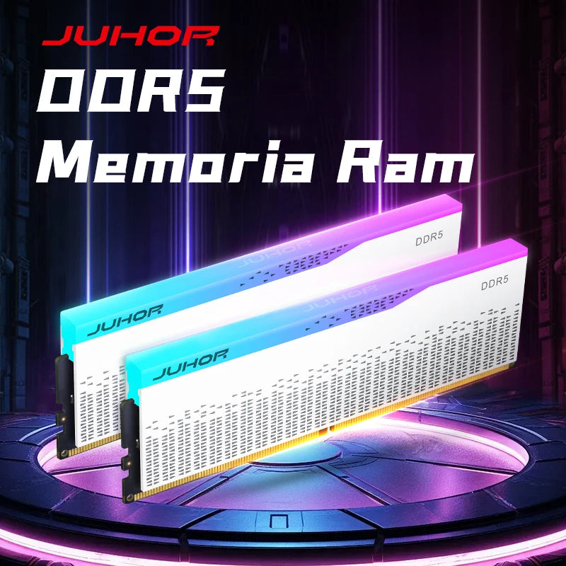 JUHOR DDR5 RGB Desktop RAM – 16GB 6000–6400MHz PC5 DIMM Memory