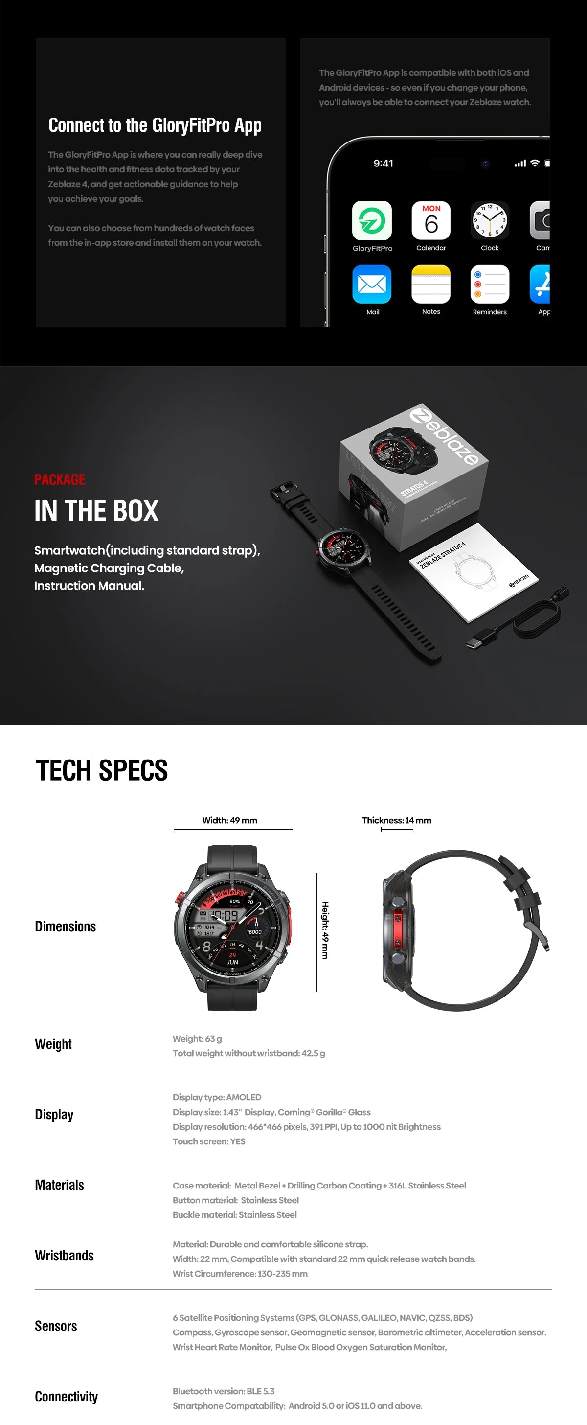 Zeblaze Stratos 4 GPS Smartwatch 2025 with AMOLED & Voice Call