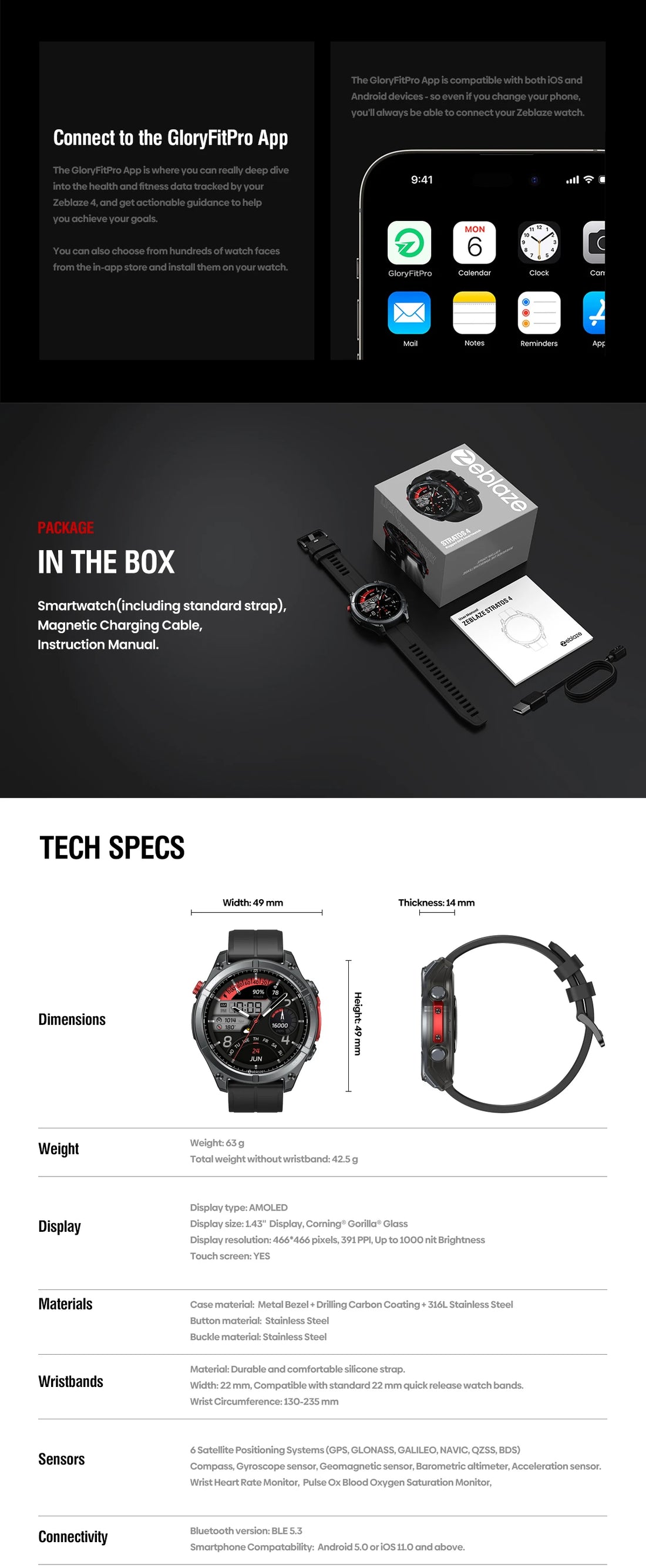 Zeblaze Stratos 4 GPS Smartwatch 2025 with AMOLED & Voice Call