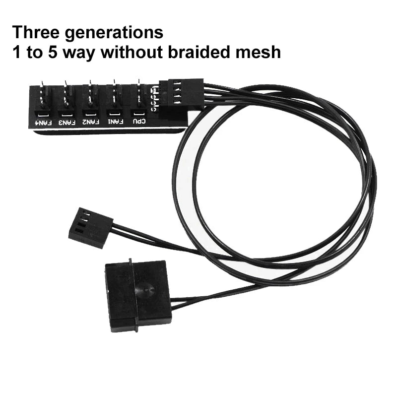 1-to-5 Way PWM Fan Hub – 4-Pin/3-Pin Splitter Adapter