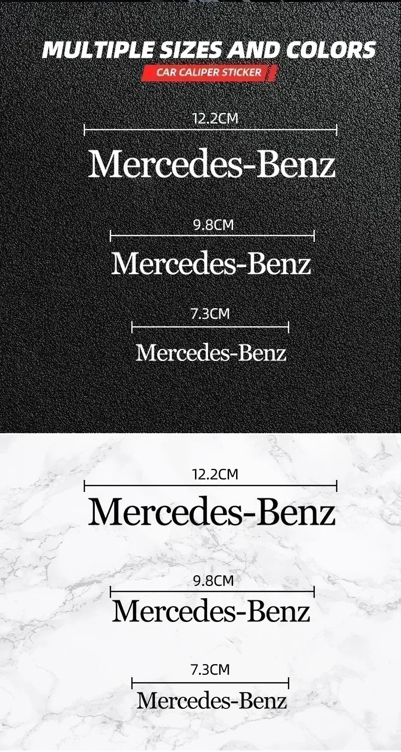 6pcs Brake Caliper Stickers Heat-Resistant Decals for Mercedes-Benz