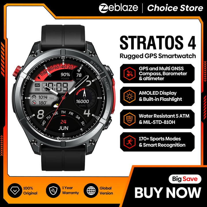 Zeblaze Stratos 4 GPS Smartwatch 2025 with AMOLED & Voice Call