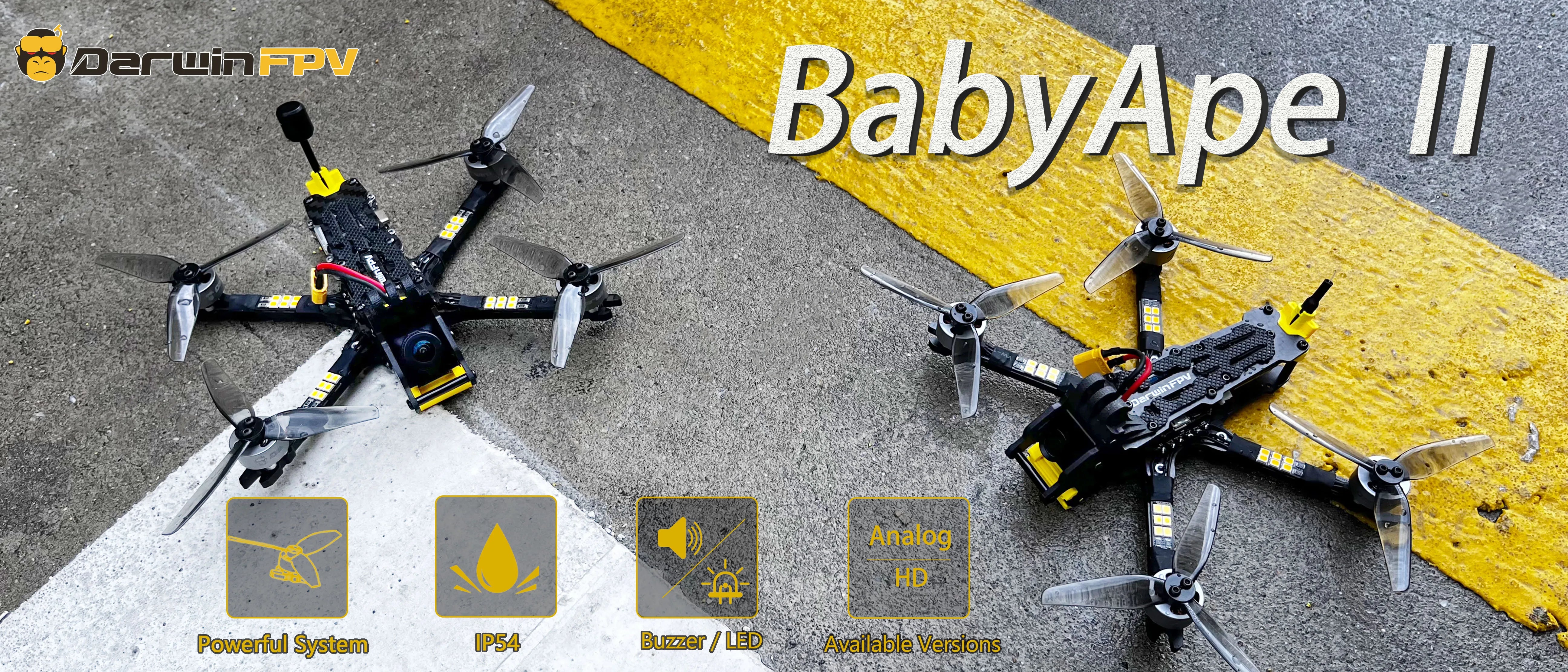 DarwinFPV BabyApe II 3.5" Freestyle FPV Racing Drone – Analog/Digital VTX