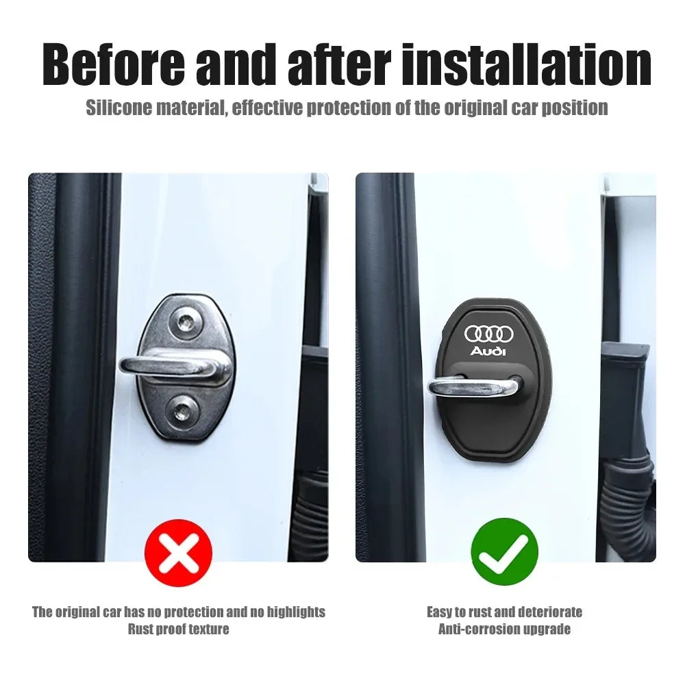 2/4Pcs Silicone Car Door Lock Buckle Covers Mute Damping Cushion for Audi Sline