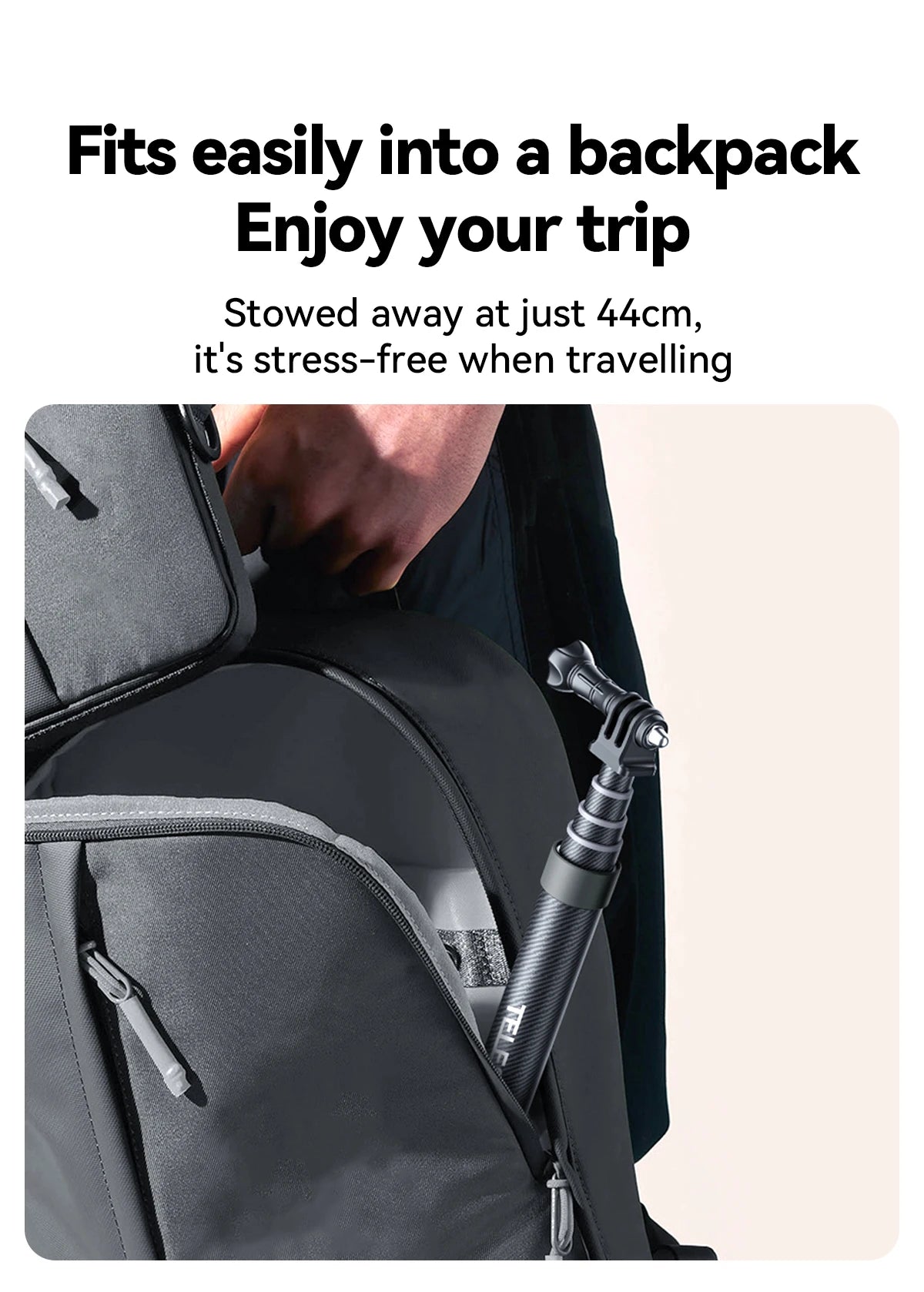 TELESIN Carbon Fiber Extendable Selfie Stick 1.2–3M for Action Cameras