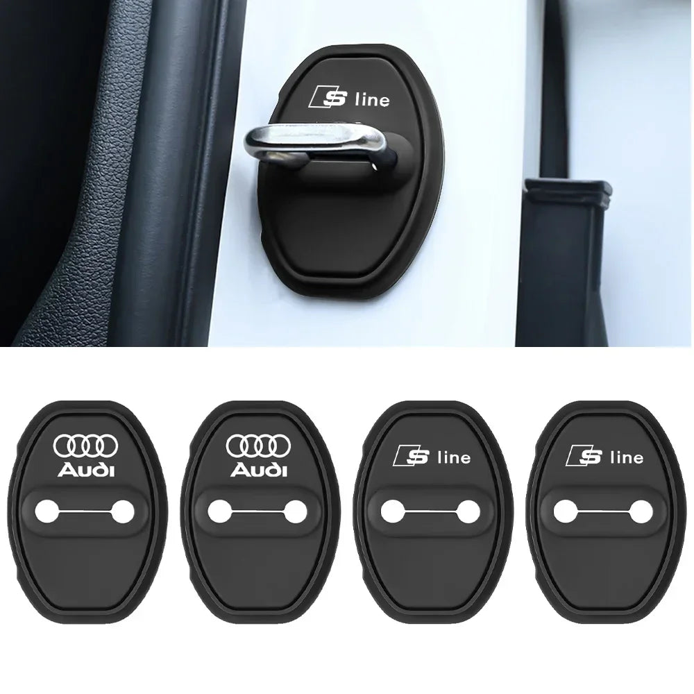 2/4Pcs Silicone Car Door Lock Buckle Covers Mute Damping Cushion for Audi Sline