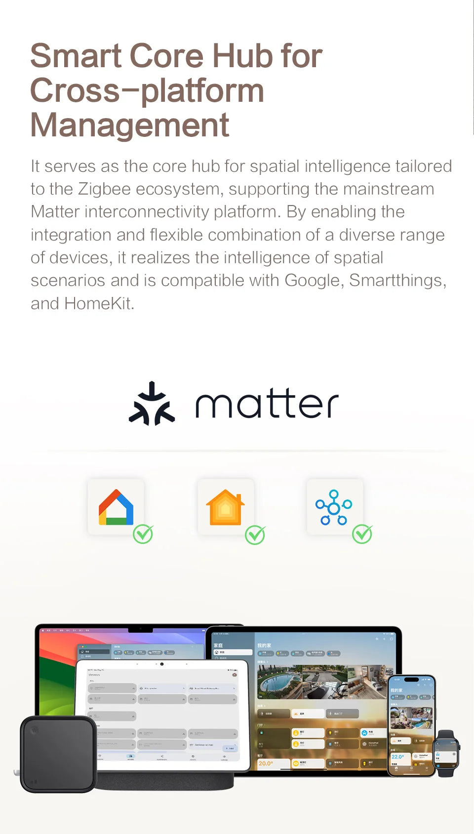 Zemismart Matter ZigBee Hub Smart Home Gateway Works