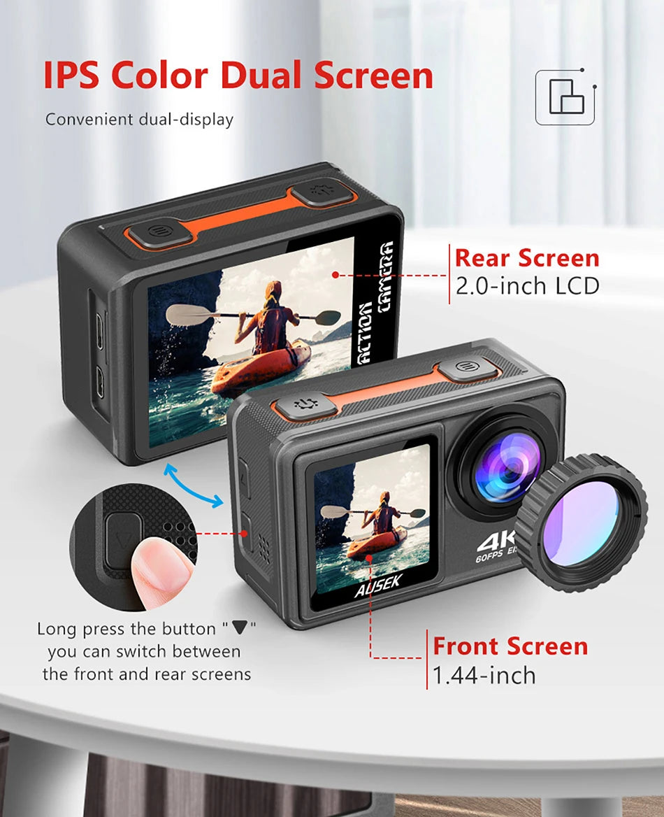 CERASTES 4K60FPS Action Camera with EIS & Interchangeable Lens