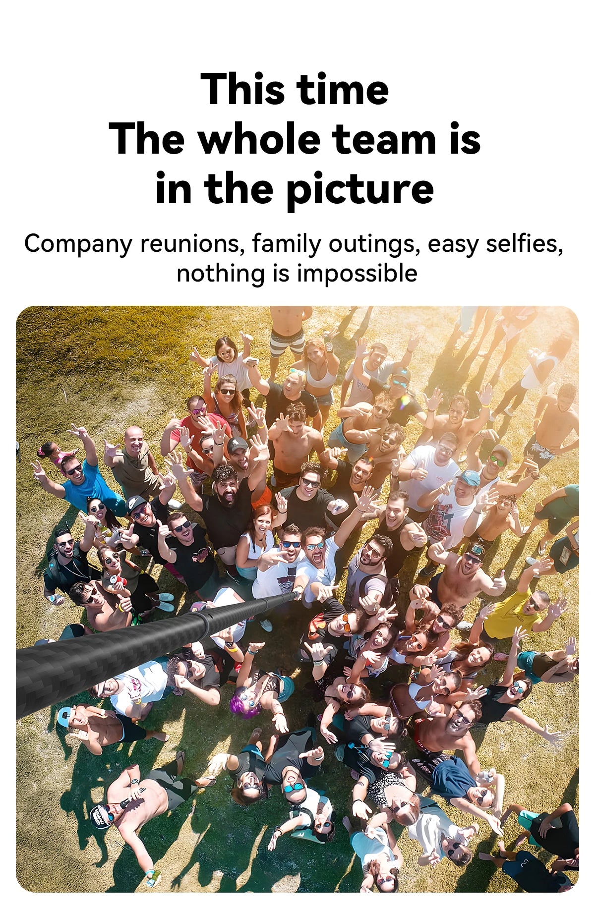 TELESIN Carbon Fiber Extendable Selfie Stick 1.2–3M for Action Cameras