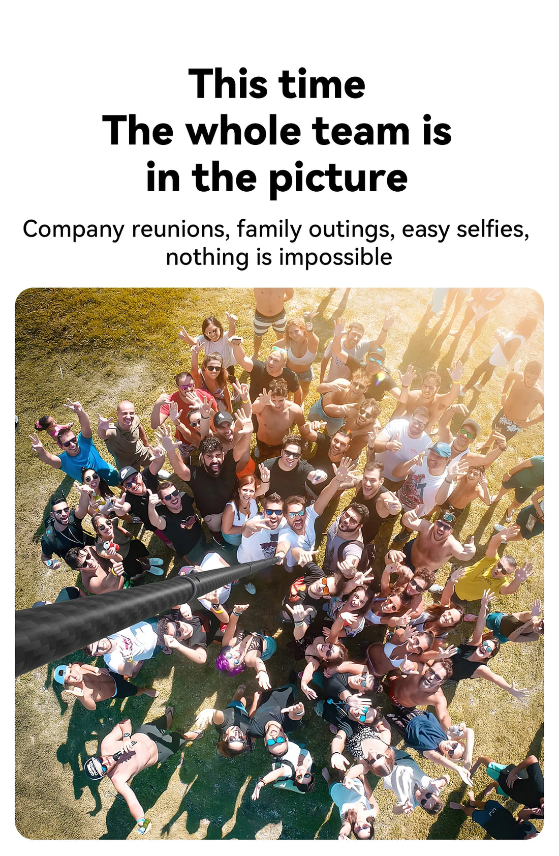 TELESIN Carbon Fiber Extendable Selfie Stick 1.2–3M for Action Cameras