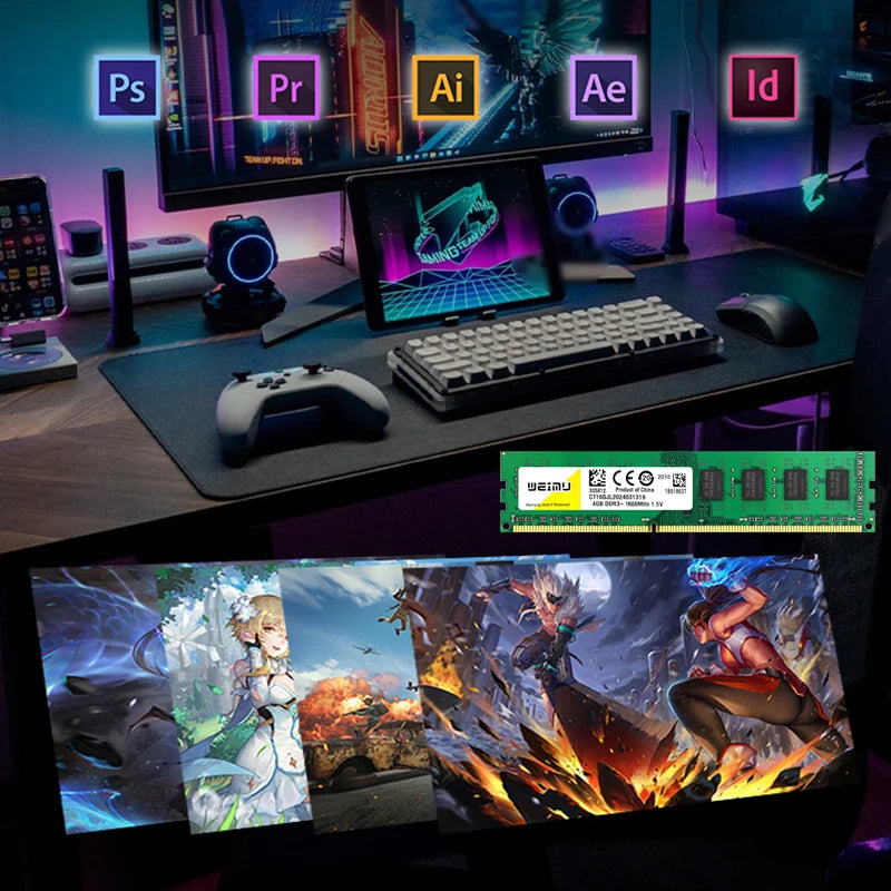 DDR3 & DDR4 Desktop RAM – 4GB/8GB/16GB 240-Pin DIMM