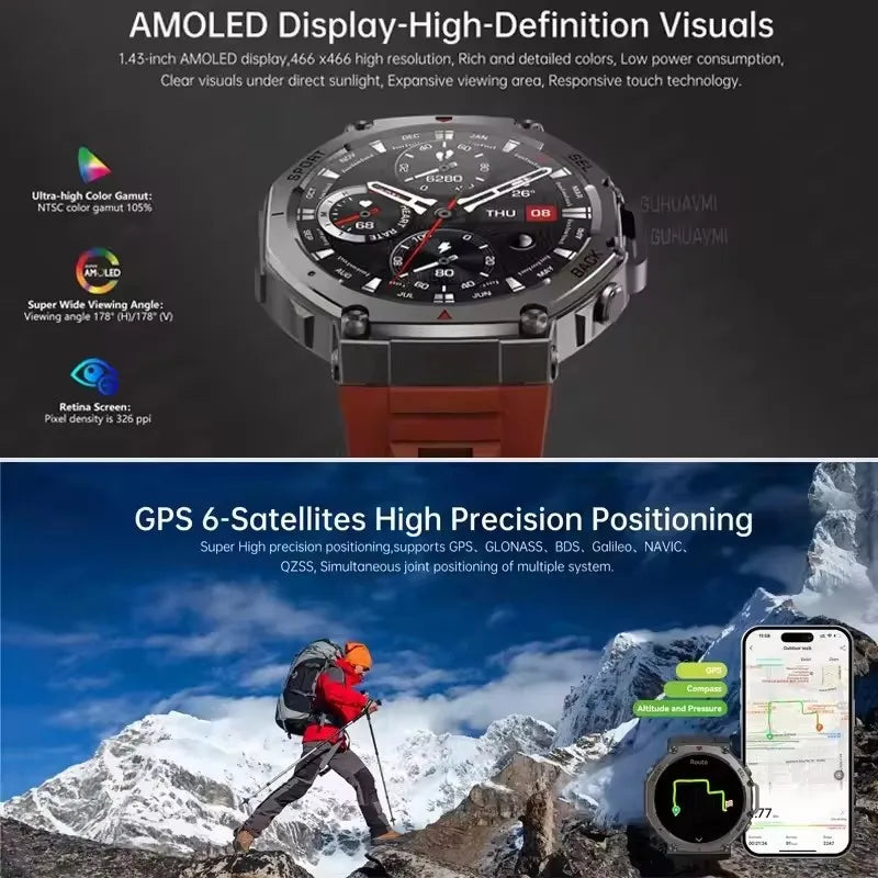 T-Rex 3 Ultra GPS Smartwatch 2025 with Dual-Band GNSS & Compass