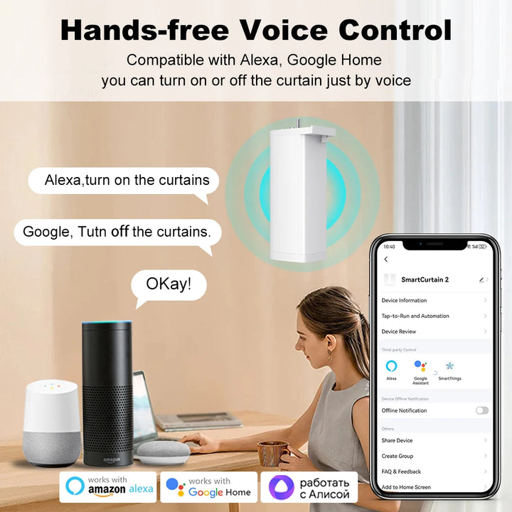 Tuya ZigBee/WiFi Smart Curtain Motor 155mm Silent Electric Shutter