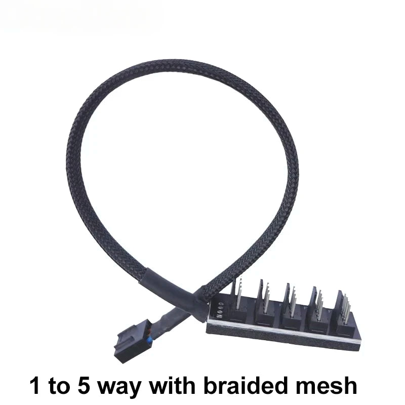 1-to-5 Way PWM Fan Hub – 4-Pin/3-Pin Splitter Adapter