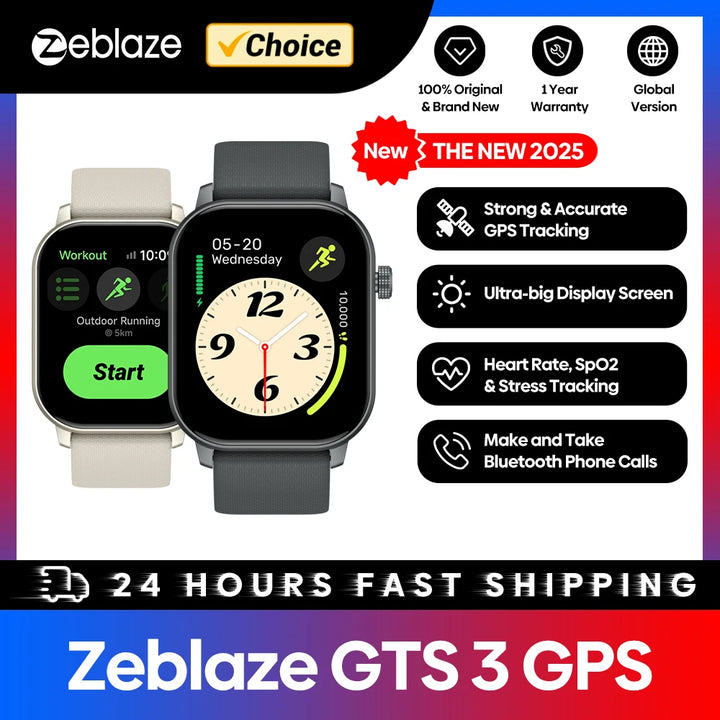Zeblaze GTS 3 GPS Smartwatch 2025 with 2.01" Display & Calls