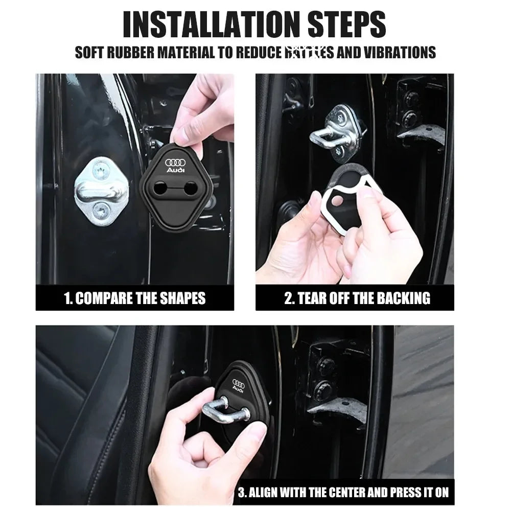 2/4Pcs Silicone Car Door Lock Buckle Covers Mute Damping Cushion for Audi Sline