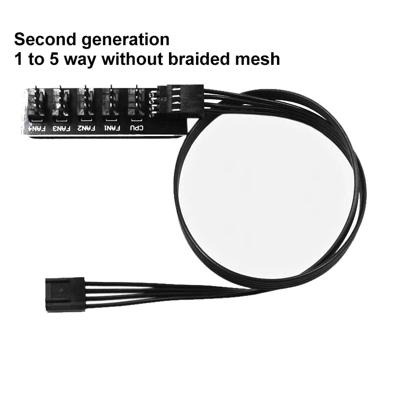 1-to-5 Way PWM Fan Hub – 4-Pin/3-Pin Splitter Adapter