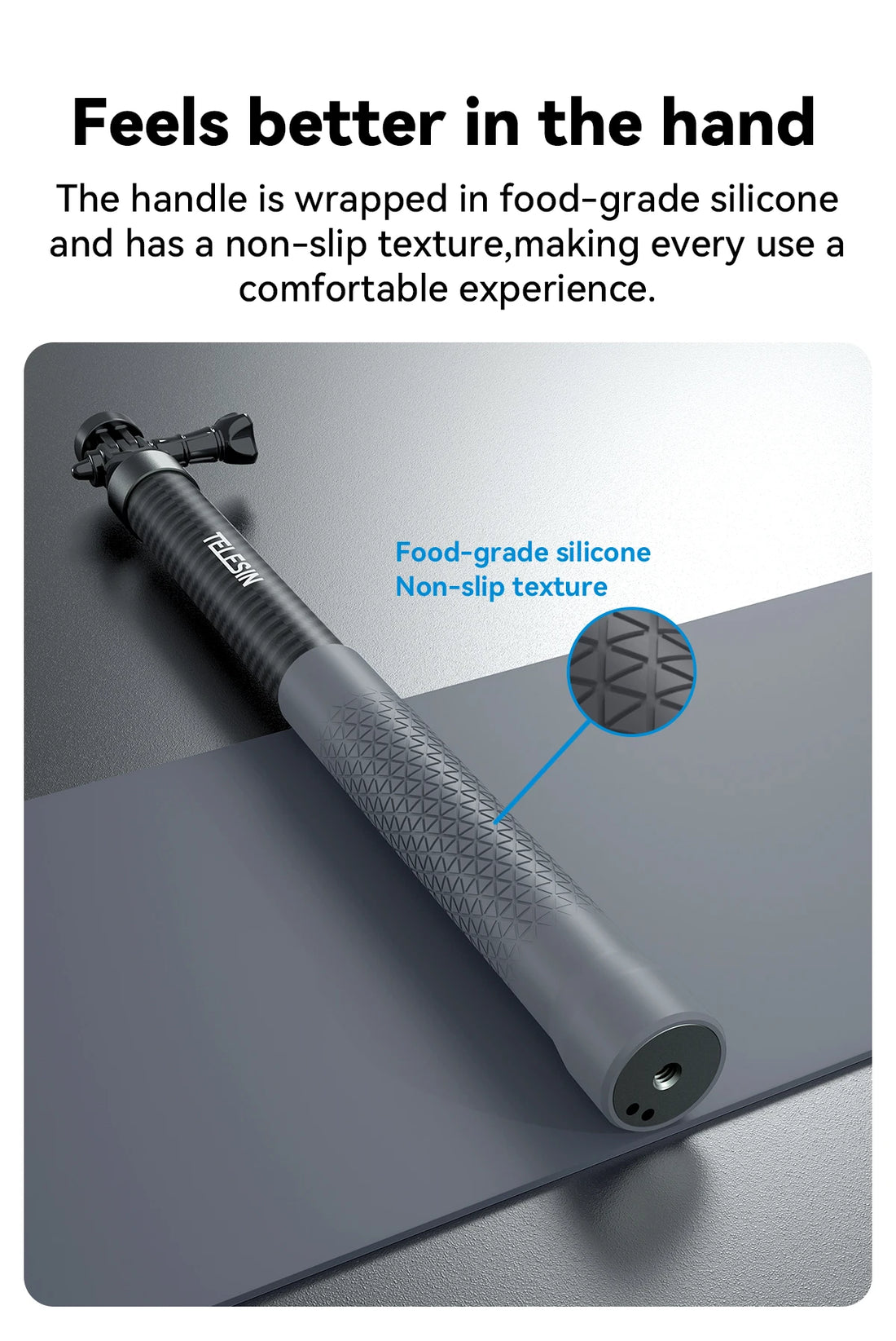 TELESIN Carbon Fiber Extendable Selfie Stick 1.2–3M for Action Cameras