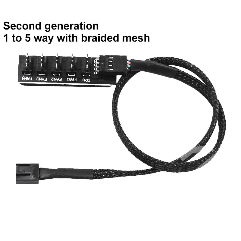 1-to-5 Way PWM Fan Hub – 4-Pin/3-Pin Splitter Adapter