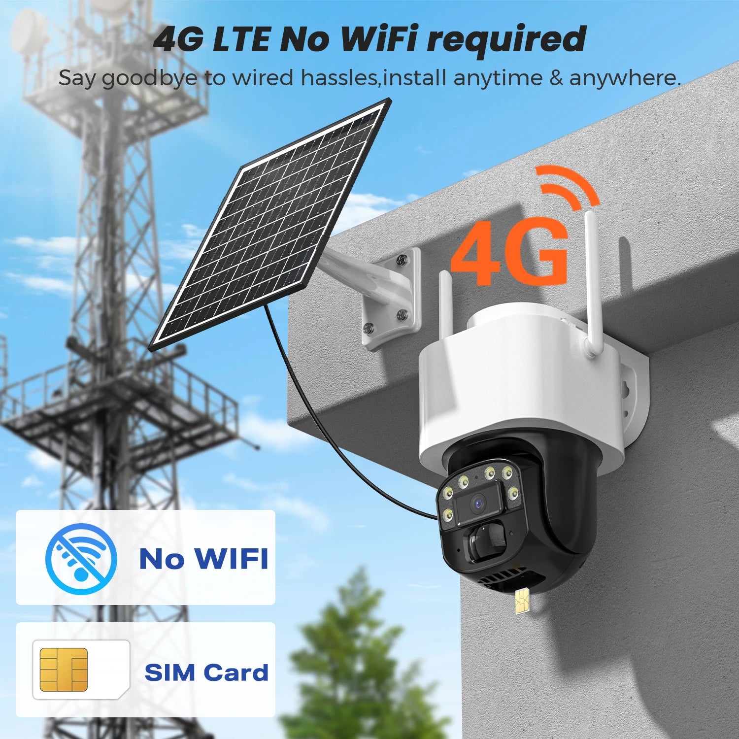 YOOSEE 4K 8MP Solar Powered 4G LTE IP Camera