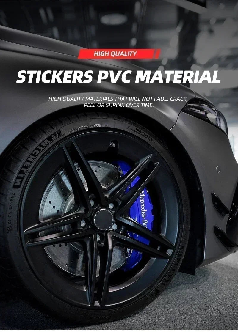 6pcs Brake Caliper Stickers Heat-Resistant Decals for Mercedes-Benz
