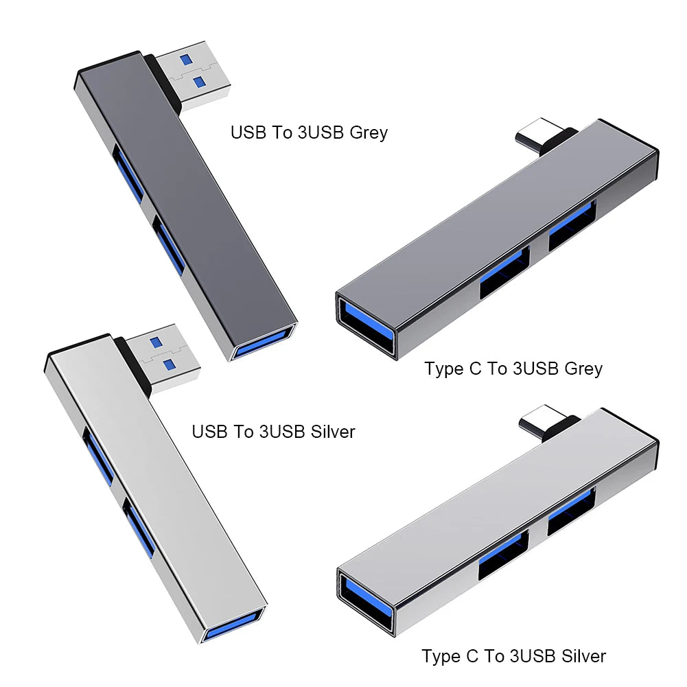 3-in-1 USB Hub – Type-C & USB 3.0 Splitter