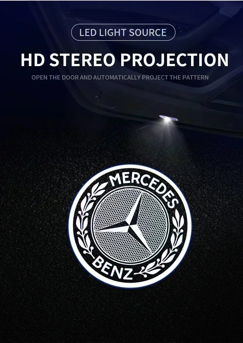 2PCS Car Door Welcome Logo Light for Mercedes Benz