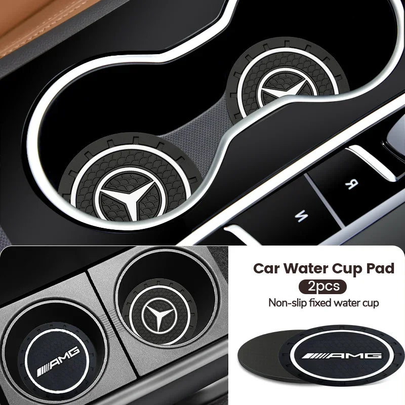 2pcs Car Cup Holder Coaster Non-Slip Pads for Mercedes Benz AMG