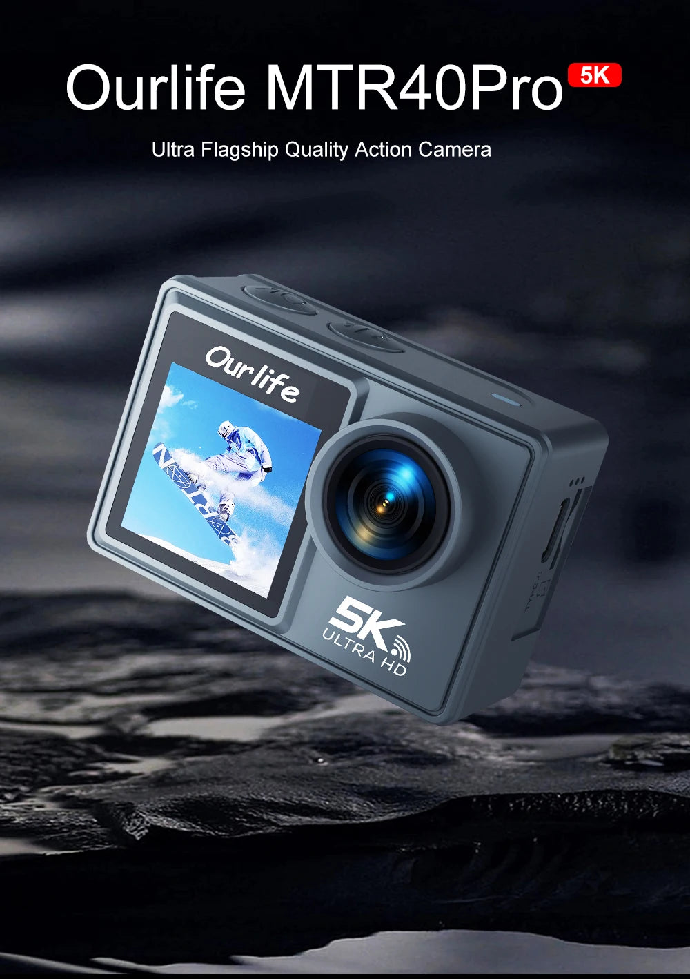 Ourlife MTR40 5K Action Camera with Touch Screen & Remote