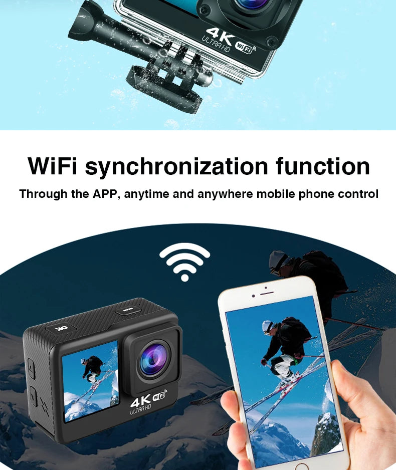 Ultra HD 4K Action Camera Waterproof with WiFi & 170° Wide Angle