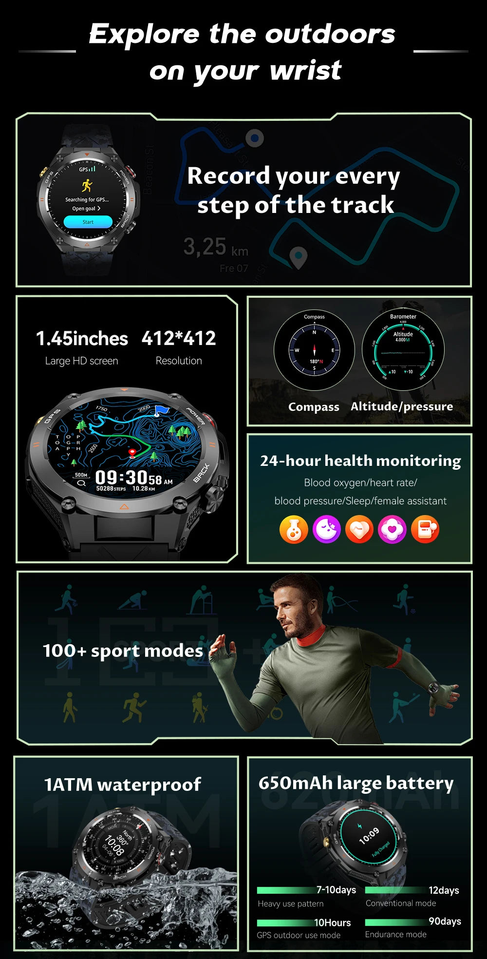 COLMI V75 GPS Smartwatch 2024 with 1.45" Ultra HD Display