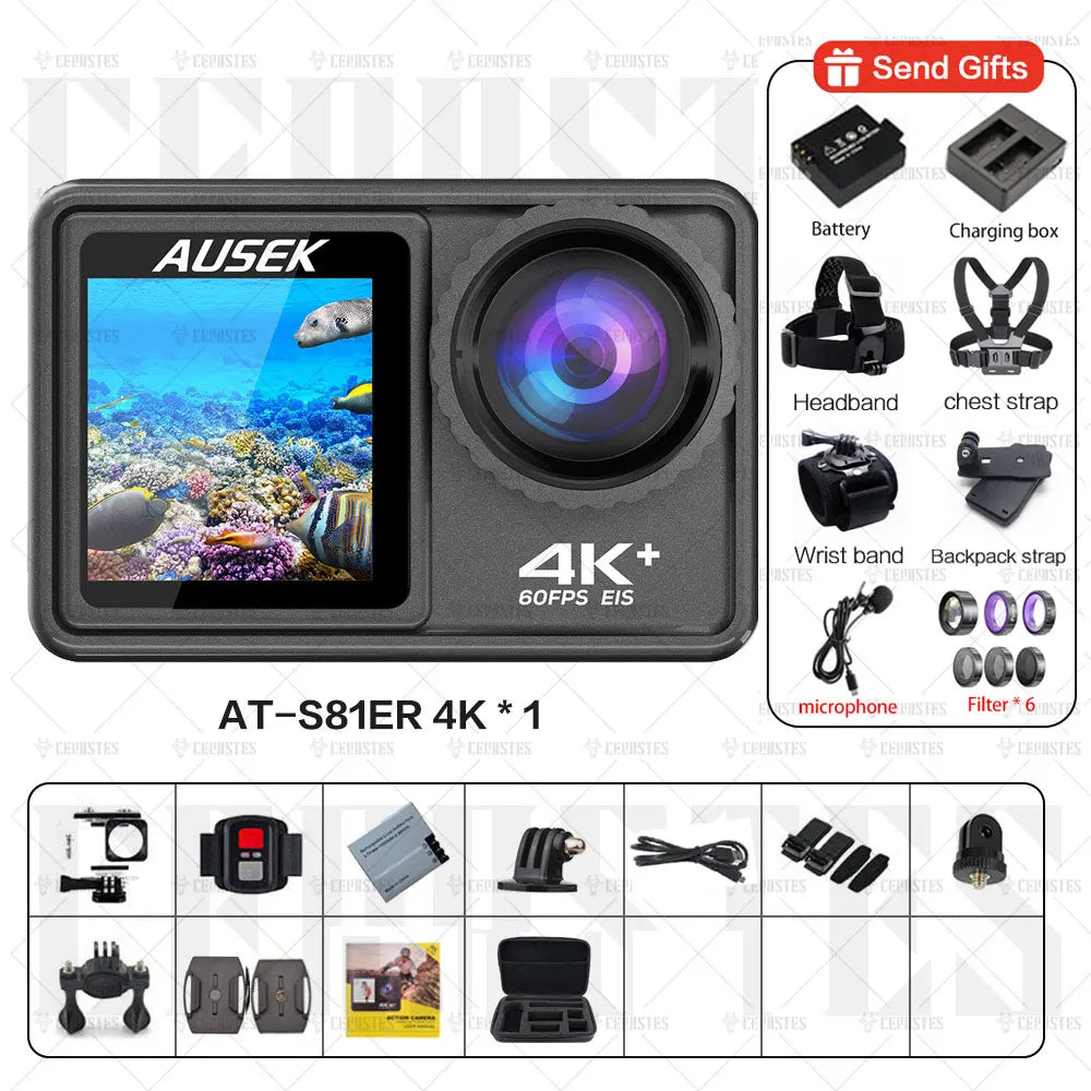 CERASTES 4K60FPS Action Camera with EIS & Interchangeable Lens