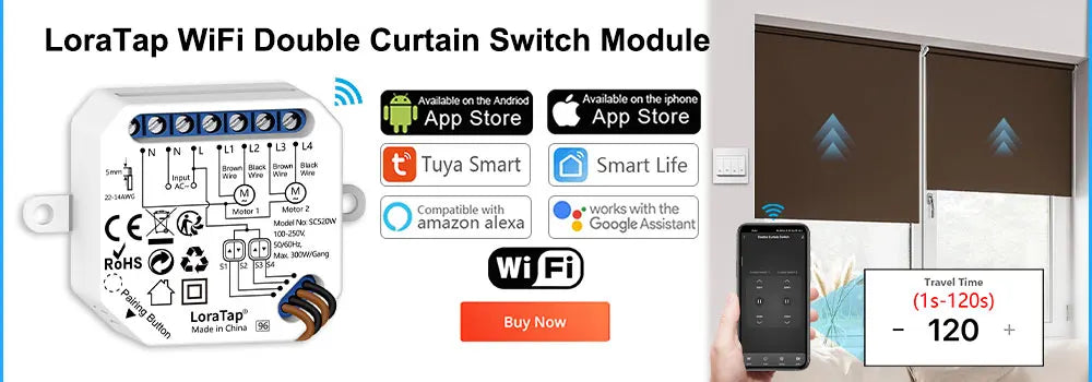 Tuya Smart Life WiFi Curtain Switch EU Double Roller Shutter Blind Alexa Google
