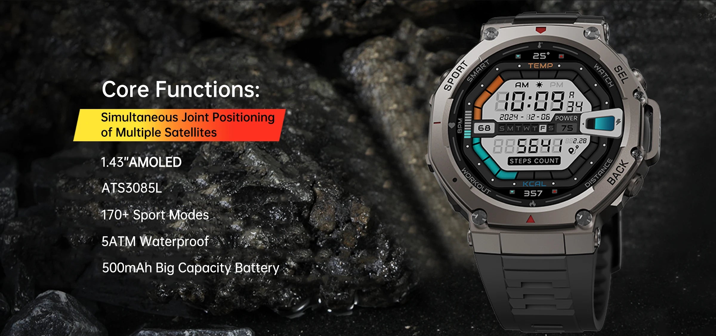T-Rex 3 Ultra GPS Smartwatch 2025 with Dual-Band GNSS & Compass